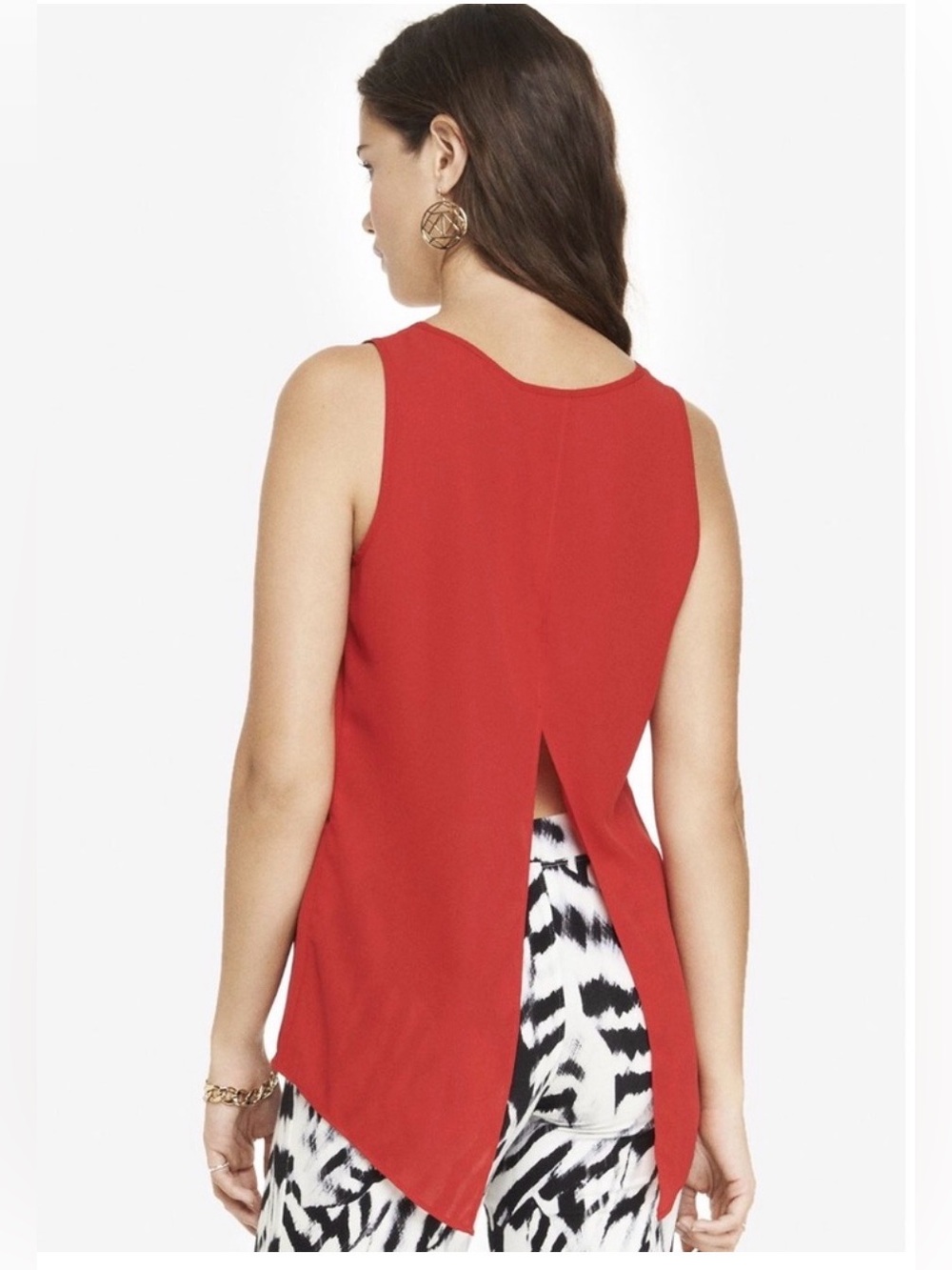 Express Red Sleeveless Tank Top Tunic High Low Hem Size Small